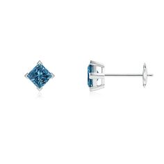 These unique stud earrings are perfect for a sophisticated look. They feature V prong-set princess-cut enhanced blue diamonds sitting pretty in 14k white gold baskets. This pair makes a great addition to your daily rotation. Gold Baskets, Unique Stud Earrings, Blue Diamond Earrings, Gold Basket, Diamond Jewelry Earrings, Stud Earrings Unique, Blue Diamonds, Sitting Pretty, Unique Diamonds