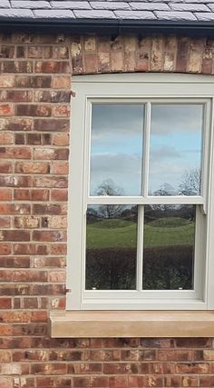 sliding sash window in French Grey Cottage Sash Windows, Sash Windows Exterior, Sliding Sash Windows, Paint Upvc Windows, Render And Brick Exterior, Sash Windows Ideas, Cottage Windows Exterior, Painting Upvc Windows, Wooden Casement Windows