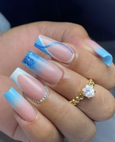 Light Blue Nails, Baby Blue Nails, Mirror Nails, Heart Nail Art, Blue Nail Designs, Heart Nails, Coffin Nails Designs, Cute Nail Designs