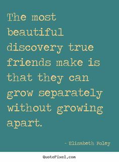 the most beautiful discovery true friends make is that they can grow separately without growing apart