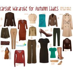 "Capsule for Autumn Ladies" by transform-image-consulting on Polyvore Autumn Capsule Wardrobe, Autumn Color Palette Fashion, Mode Ab 50, Deep Autumn Color Palette, Autumn Skin, Autumn Look, Deep Autumn, Minimalist Capsule Wardrobe