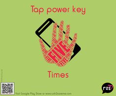 a hand with the words tap power key times on it, in red and black