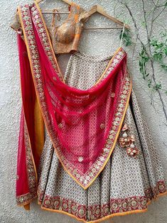 Look amazing adoring this grey color lehenga made with taffeta silk embellished with embroidery and sequins work. Price:-"₹3,199.00 " Grey Lehenga, Dori Work, Butterfly Net, Raw Silk Lehenga, Indian Outfits Lehenga, Lehnga Dress, Lengha Choli, Salwar Kamiz, Half Saree Designs