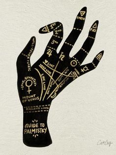 a hand with writing on it that says guide to palmistry framed print by person