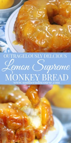 the lemon supreme monkey bread has been made with only three ingredients and is ready to be eaten