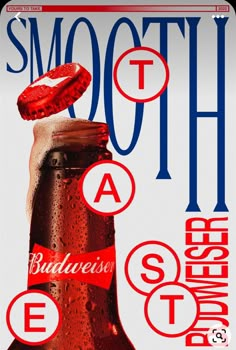 a bottle of budweiser beer with the word smooth on it