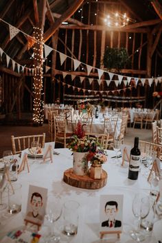 the table is set up for a wedding reception