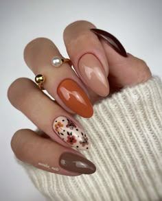 Kutek Disney, Fall Gel Nails, Smink Inspiration, Thanksgiving Nails, Fall Nail Art, Orange Nails, Fall Nail