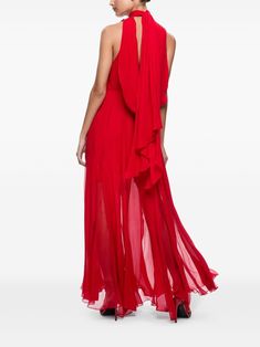 Find ALICE + OLIVIA Dita Maxi Dress on Editorialist. red mock neck sleeveless flared skirt open back Cowl Back Dress, Open Back Maxi Dress, Stylish Clothes For Women, Red Mini Dress, Flared Skirt, Alice Olivia, Dress Backs, Flare Skirt, Colourful Fabrics