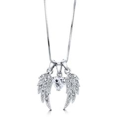 PRICES MAY VARY. 【METAL】 This angel wings pendant necklace is crafted with base metal alloy, silver-tone. 【STONE】 Set with 1.7 ct.tw heart shaped cut cubic zirconia CZ. Set with rhinestone. Berricle Zirconia is created in a way that truly replicates the cut, clarity and sparkle of a diamond. 【MEASUREMENTS】 Chain measures 18" in length. Lobster claw clasp. Pendant measures 1.2"(L), 1"(W). This angel wings pendant necklace serves as a special remembrance of a loved one with its ethereal elegance a Angel Wings Fashion, Wings Fashion, Heart Shaped Pendant Necklace, Angel Wing Pendant, Angel Crafts, Fashion Pendant, Heart Shaped Necklace, Wing Necklace, Necklace Heart