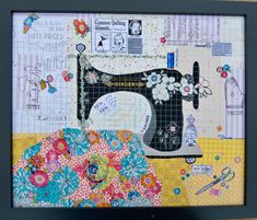 As a Certified Laura Heine Instructor, I have created the sweetest featherweight with beautiful sewing themed fabrics including a funny fabric article!  This kit includes all of the fabric needed to complete this Collage quilt.  Finished it measures 16x20.  The pattern and supplies needed for this kit are SOLD SEPARATELY.  The pattern needed is Laura Heine's Teeny Tiny Collage Pattern Group #5 Pincushion, Dress Form and Sewing Machine. Sewing Machine Cover Pattern, Bff Christmas, Collage Fabric, Laura Heine, Charm Pack Quilt Patterns, Featherweight Sewing Machine, Charm Pack Quilt, Sewing Machine Quilting, Charm Quilt