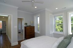 the bedroom is clean and ready to be used as an office or family room area