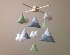 a mobile made to look like mountains and clouds