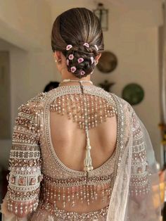 Back Design, Lehenga, Blouse Ideas Lehenga Blouse Ideas, Hairstyle For Lehenga, Latest Blouse Patterns, Design Lehenga, Tassels Fashion Clothing, Latest Blouse Designs, Lace Blouse Design, Saree Tassels Designs, Saree Hairstyles