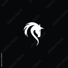 the horse head logo is shown in black and white, it looks like an animal's head