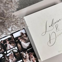 the wedding album is open and has pictures on it