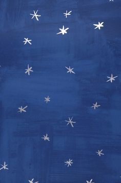 a painting with white stars on a blue background