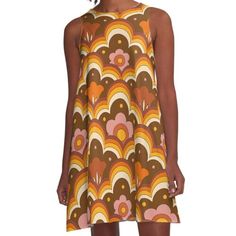 Loose-fit, mid-length sleeveless dress with silky handfeel. Printed on both sides. Machine washable. Size range XS-2XL. 70s Floral, 70s Flowers, 60s Pattern, 70s Pattern, Floral Design, flowers, floral, psychedelic, funky, Pattern, 70s Flowers, 60s Patterns, 70s Floral, 60s Retro, Floral Pattern Design, Design Drawings, Woven Dress, Pattern Floral, Dress Fabric