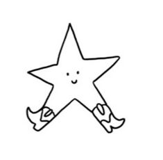 a drawing of a star with two hands in the shape of a face and arms