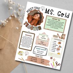 a brochure with an image of a woman's face on it and text that reads meet the ms gold