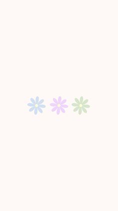 three flowers are in the middle of a pink and blue wallpaper with white background