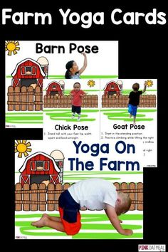 farm yoga cards for kids to practice yoga on the farm with their own hands and feet