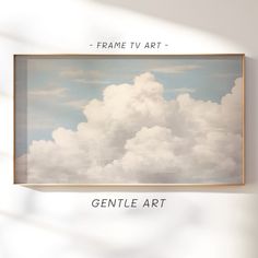 a painting hanging on the wall with some words above it that read frame tv art gentle art