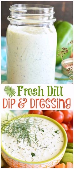 fresh dill dip and dressing in a mason jar