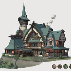 an image of a house that looks like it is built in the style of a fairy tale