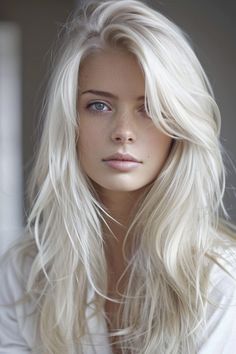 Winter Blonde Hair, Long Platinum Blonde, Platinum Blonde Balayage, Blonde Hair And Blue Eyes, Blonde Hair Blue Eyes, White Blonde, Winter Hair Color