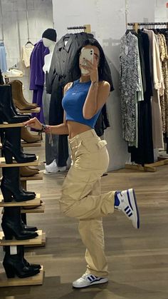 Blue And White Adidas Shoes Outfit, Blue Forum Adidas Outfit, Mid Adidas Forum, Low Adidas Forum, Outfit Ideas Blue Top, Adidas Forum Mid Shoes Outfit, Adidas Forum Low Mid, Royal Blue And Beige Outfit, Adidas Forum High Outfit Woman