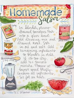 an illustrated recipe for homemade salsa