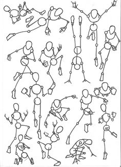 a drawing of people doing different things in the air with their arms and legs spread out