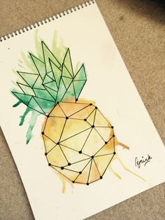 a drawing of a pineapple on top of a table