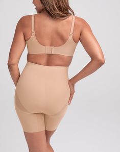 Targeted X compression sculpts your lower tummy and releases at the natural waist. BoostBands lift the booty and define upper legs, and a gusset opening provides easy bathroom access. Compatible with open back clothing styles. Honeylove, Mid-Waist Shorts Shapewear for Women in Sand (Nude), Size: Small Shapewear For Women, Low Back Dresses, Vegan Leather Leggings, Cami Bodysuit, Tank Bodysuit, Women's Shapewear, Plus Size Lingerie, Clothing Styles, Leather Leggings