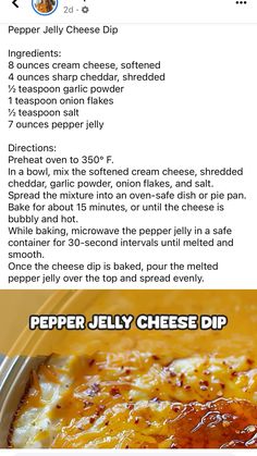 the recipe for pepper jelly cheese dip