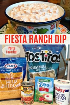 this is an image of a bowl of food with the words fiesta ranch dip in it