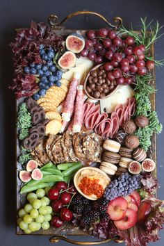 a platter filled with different types of food