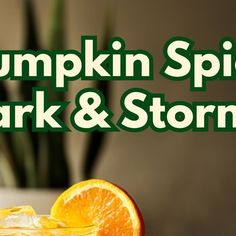 an orange drink with the words pumpkin spice bark and storm