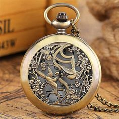 Vintage Magpie Pocket Watch Necklace - Unique Watches - Fob Watches Flower Pocket, Retro Chinese, Gifts Bags, Phoenix Design, Pocket Watch Necklace, Friends Gifts, Fob Watch, Vintage Pocket Watch, Fashion Pendant