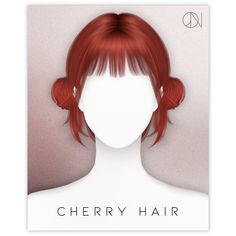 a woman's profile with the words cherry hair on her face and red hair