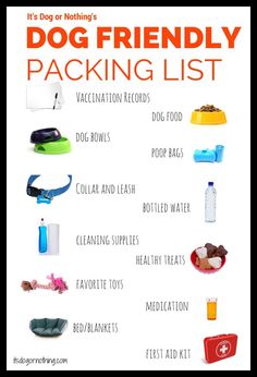 the dog friendly packing list is shown