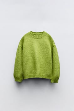 BASIC KNIT SWEATER - Green | ZARA United States Zara Australia, Zara New, Cardigan Sweater Jacket, Knitwear Cardigan, Green Sweater, Boy Clothes, Winter 2024, Sweater Weather, Linen Shirt