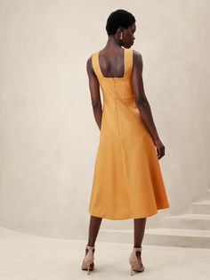 Linen-Cotton Cross-Front Midi Dress | Banana Republic Factory Banana Republic Factory, Linen Blend, Breathable Fabric, Banana Republic, Midi Dress, Zipper, Fabric, Dresses