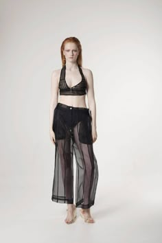 Tailored transparent wide leg black silk organza pants. Relaxed fit. Composition: 100% silk Care: Dry clean only Made in Latvia Sizes: S/M/L Models measurements: Height 173cm, Bust 82 cm, Waist 60 cm, Hips 88 cmModel wears size S Shipping: This garment is in stock and will be shipped within 5 - 8 working days from Latvia Organza Pants, Silk Organza, Black Silk, Latvia, Wide Leg, Composition, Dry Clean, Relaxed Fit, Models