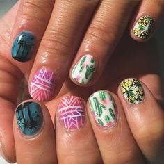 Coachella Nails, Vacation Nail Art, Pineapple Nails, Nails Beach, Palm Tree Nails, Vacation Nails, Beach Ready, Creative Nails, Ombre Nails