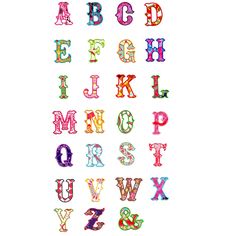 the letters are made up of different colors