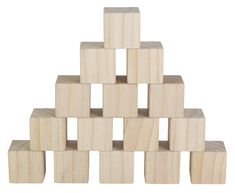 wooden blocks are stacked up on top of each other