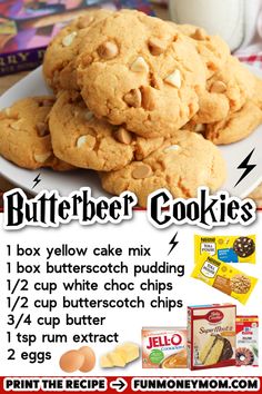 an advertisement for butterbee cookies with instructions on how to make them