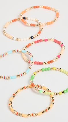 Set of 6. Elastic cording with glass beads. Imported, China. Measurements: Diameter: 2.25in / 6cm Roxanne Assoulin, Bracelets Set, China Style, China Fashion, Merry And Bright, Bracelet Set, Glass Beads, New Arrivals, Top Brands